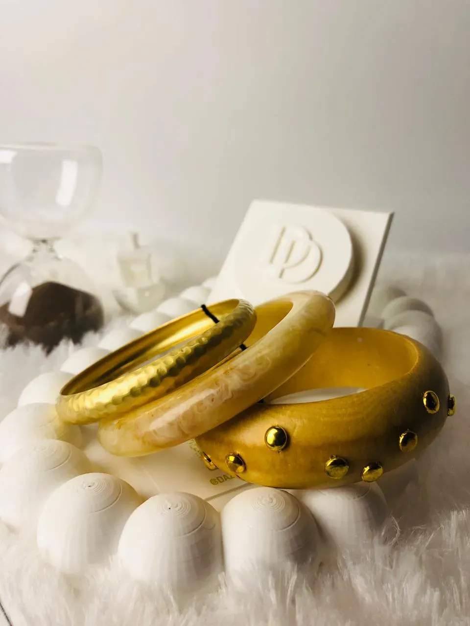 Dark Wooden triple bangle stack - Image 3