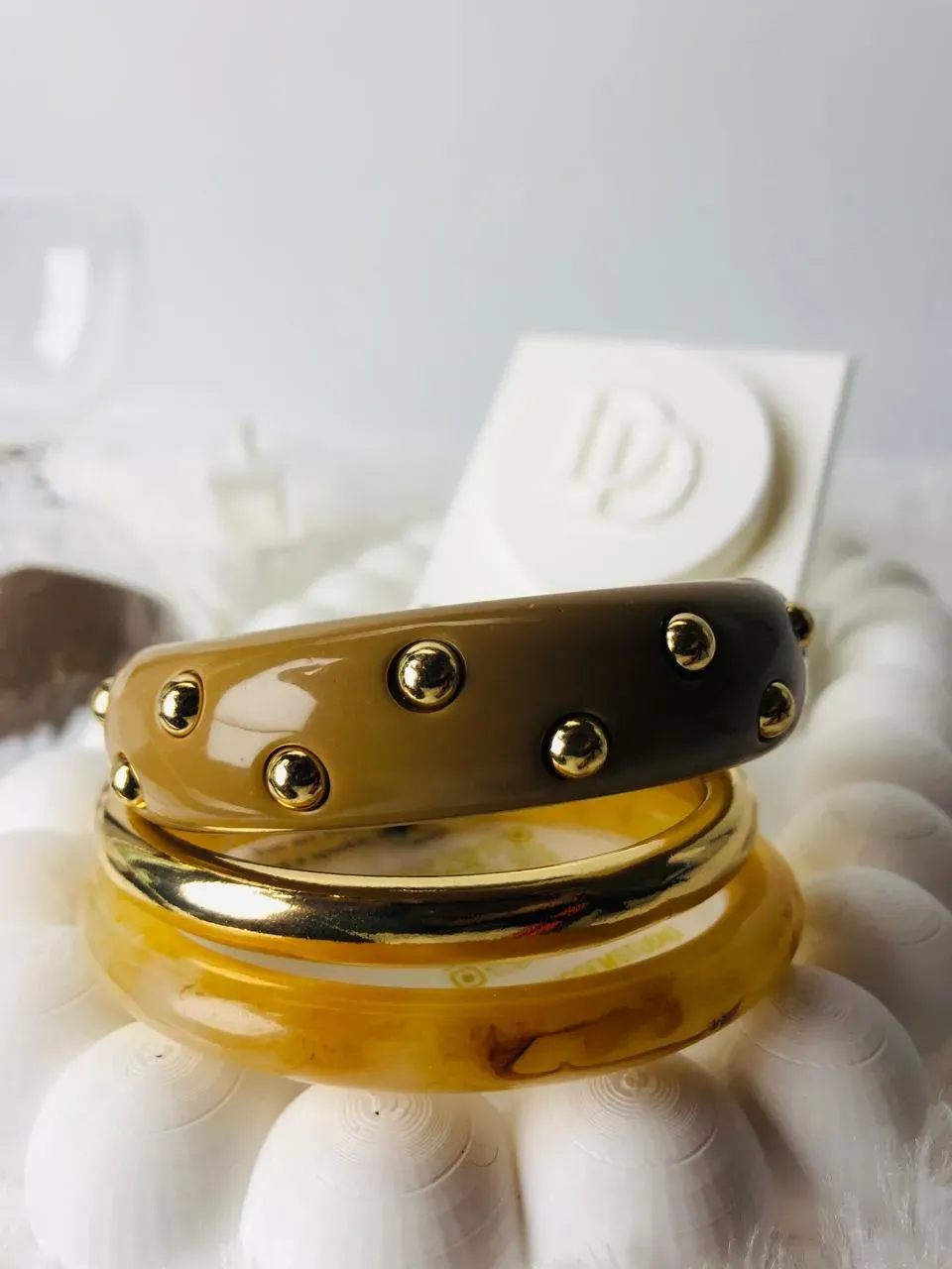 Dark Wooden triple bangle stack - Image 4