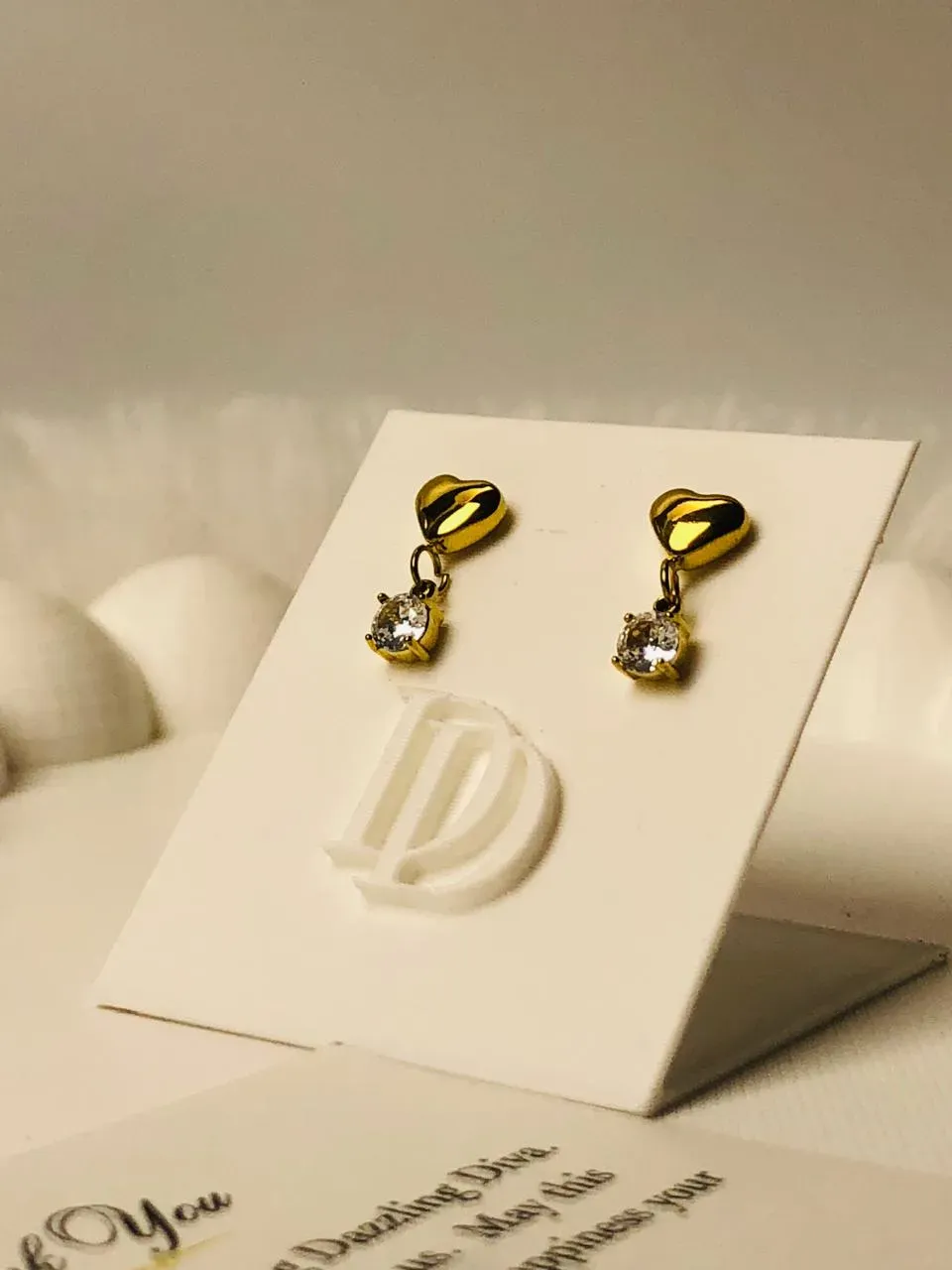 Tiny heart with crystal drop ear ring (kids) - Image 2