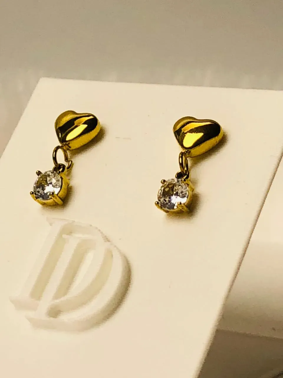 Tiny heart with crystal drop ear ring (kids) - Image 3