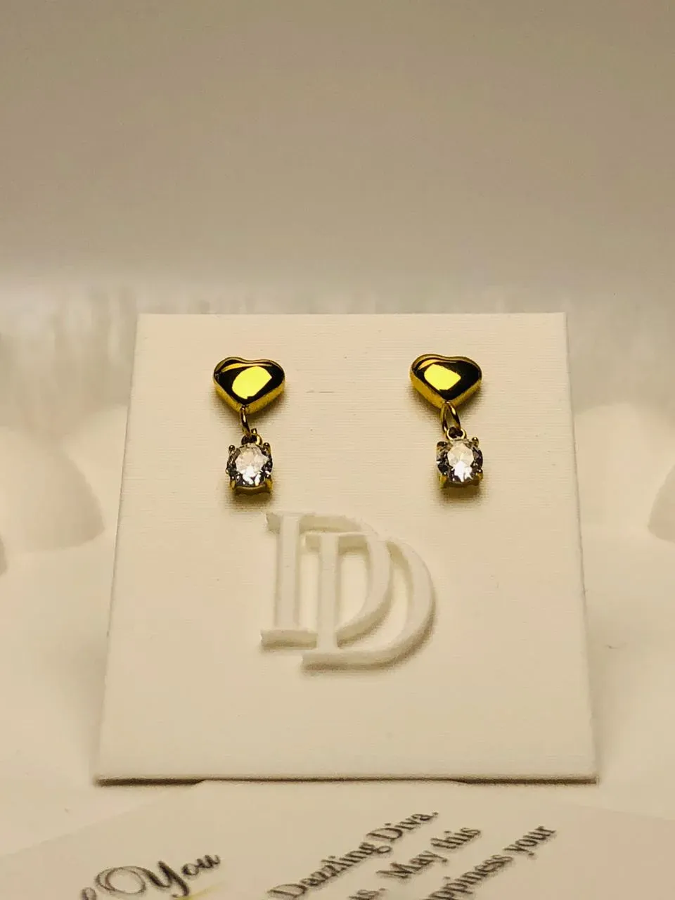 Tiny heart with crystal drop ear ring (kids) - Image 4