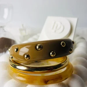 Dark Wooden triple bangle stack