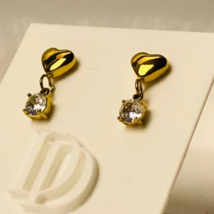 Tiny heart with crystal drop ear ring (kids)