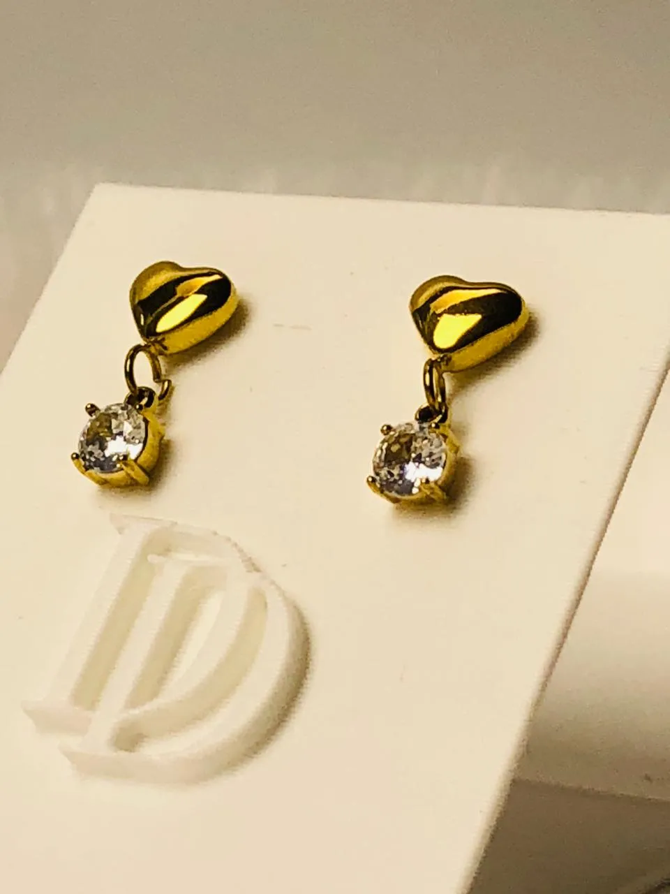 Tiny heart with crystal drop ear ring (kids)